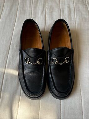 Gucci Black Leather Women's Horsebit Loafers